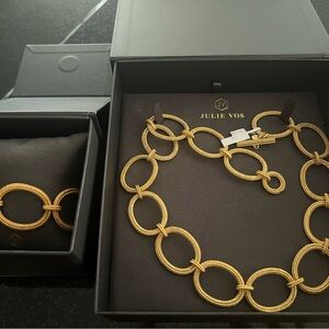 Julie Vos Windsor Oval Link Bracelet & Necklace Set NEW